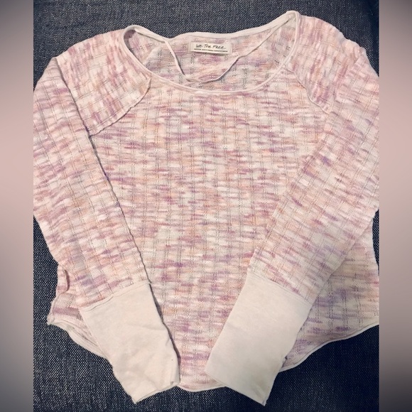 NWOT Free People pink & white tie dye long sleeve shirt - Picture 2 of 3